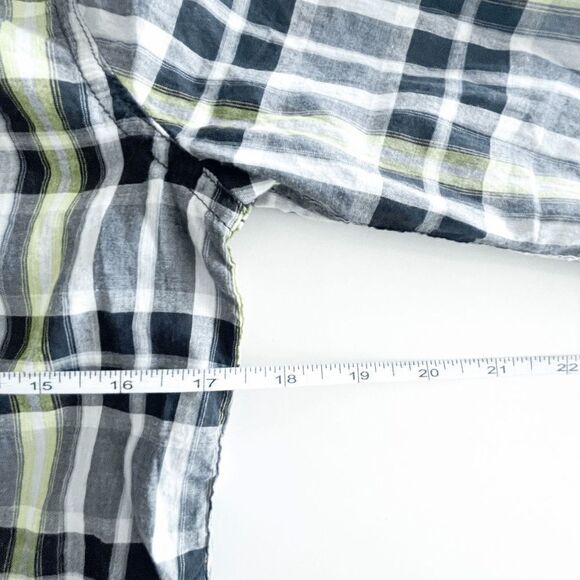 Vans Womens Button Down Shirt Ruffled Sparkle Plaid Yellow Black Medium NWT - Picture 9 of 9